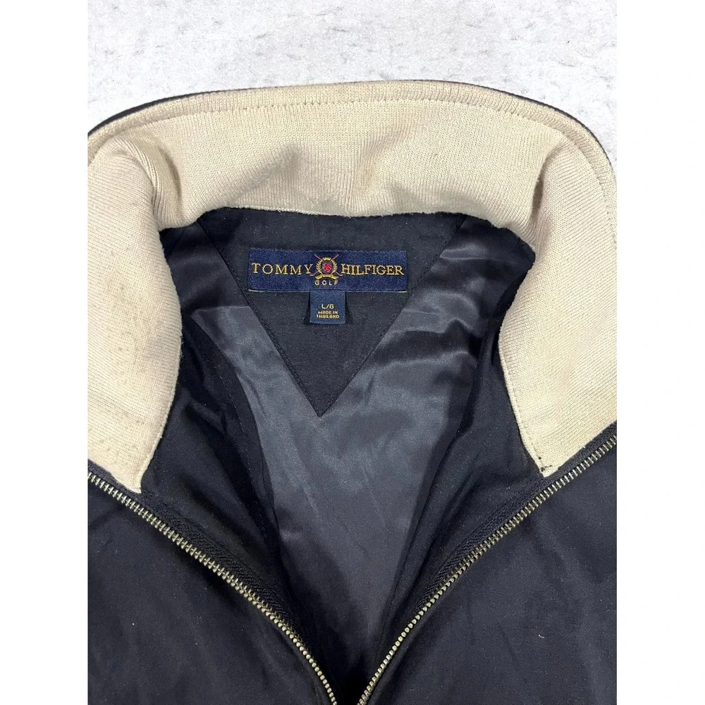 Tommy Hilfiger Golf Windbreaker Jacket Mens Large Black Water Resistant 1/4 Zip